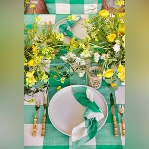 Heather Taylor Home Tablecloth and 4 Napkins Grande Gingham Green